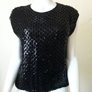 Vintage Black Sequin Sweater by Ptylebest